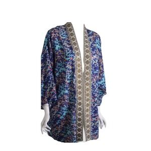 Soft Surroundings Sz S M Cultured Cool Kimono Open Jacket Embroidered Sequin Lux